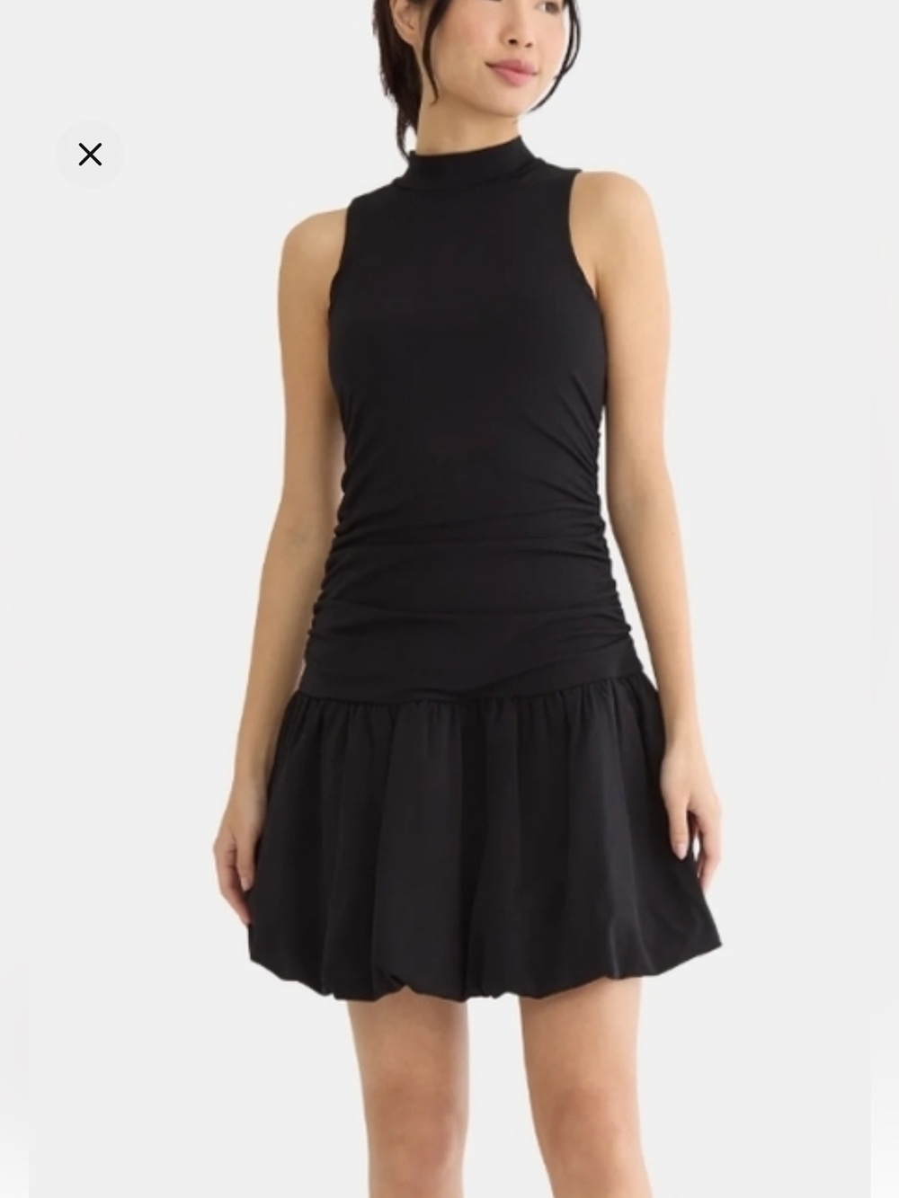Mock Neck Sleeveless Mini Dress in Black